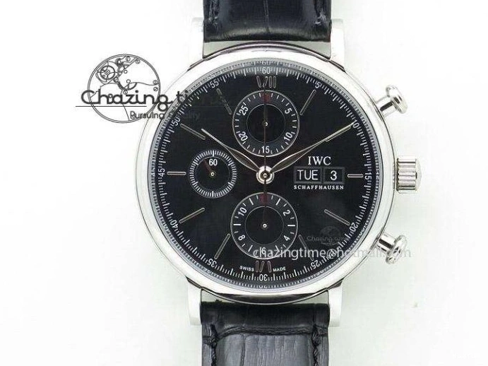 MIROTIME 0508 Portofino Chrono RG Black Dial on Black Leather Strap A HighPerformance 7389